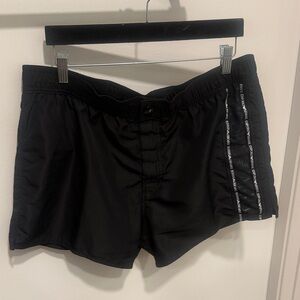 Rare late 90s Emporio Armani Black Men's Athletic SwimShorts with Logo Side Tape